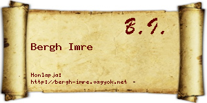 Bergh Imre névjegykártya